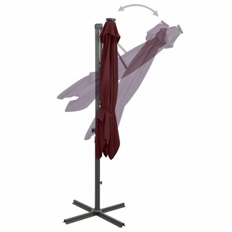 Zweefparasol met paal en LED-verlichting 250 cm bordeauxrood 7