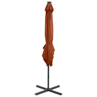Zweefparasol met paal en LED-verlichting 250 cm terracottakleur 6