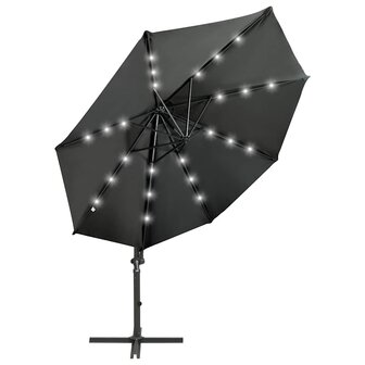 Zweefparasol met paal en LED-verlichting 300 cm antracietkleur 2