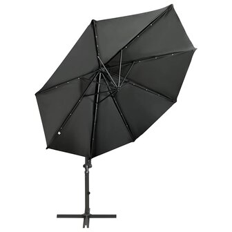 Zweefparasol met paal en LED-verlichting 300 cm antracietkleur 3