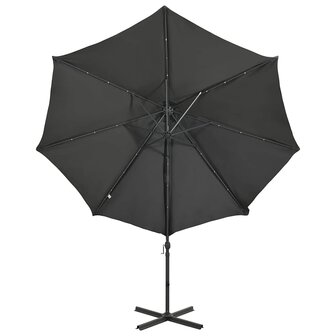 Zweefparasol met paal en LED-verlichting 300 cm antracietkleur 5