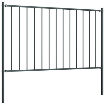 Schuttingpaneel met palen gepoedercoat staal 1,81x0,75 m antraciet 2