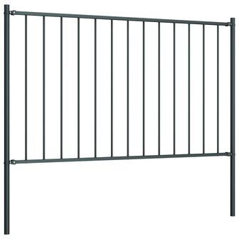 Schuttingpaneel met palen gepoedercoat staal 1,81x1 m antraciet 2