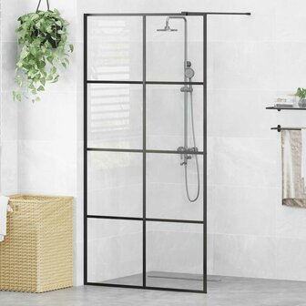 Inloopdouchewand 100x195 cm ESG-glas transparant en zwart 1