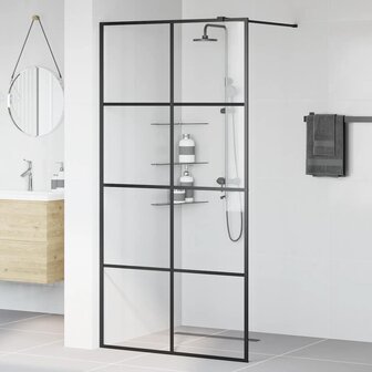 Inloopdouchewand 100x195 cm ESG-glas transparant en zwart 3