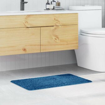 Badmat rechthoekig anti-slip 50x80 cm polypropeen blauw 1