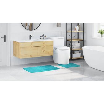 2-delige Badmattenset anti-slip polypropeen turquoise 4