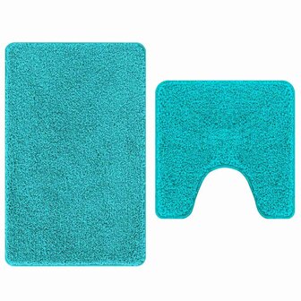 2-delige Badmattenset anti-slip polypropeen turquoise 6