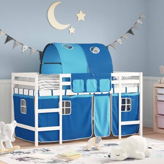 Kinderhoogslaper met tunnel 80x200 cm massief grenenhout blauw 1