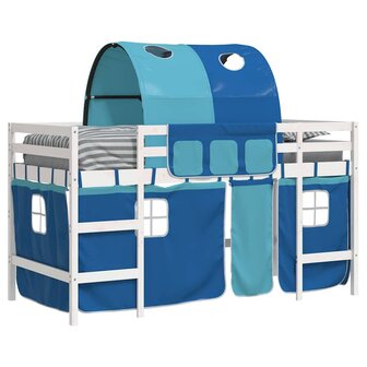 Kinderhoogslaper met tunnel 80x200 cm massief grenenhout blauw 5