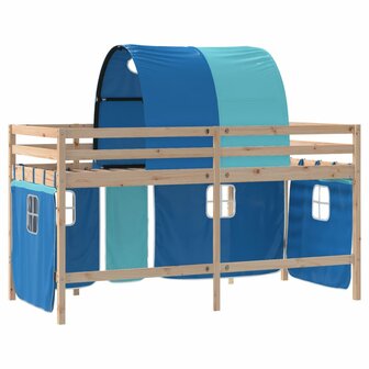 Kinderhoogslaper met tunnel 90x200 cm massief grenenhout blauw 9