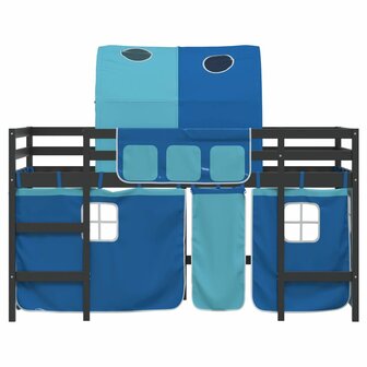 Kinderhoogslaper met tunnel 90x200 cm massief grenenhout blauw 5