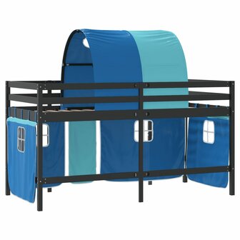 Kinderhoogslaper met tunnel 90x200 cm massief grenenhout blauw 9