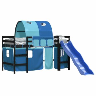 Kinderhoogslaper met tunnel 80x200 cm massief grenenhout blauw 3