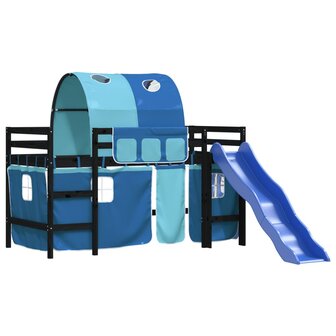 Kinderhoogslaper met tunnel 80x200 cm massief grenenhout blauw 4
