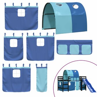 Kinderhoogslaper met tunnel 80x200 cm massief grenenhout blauw 8