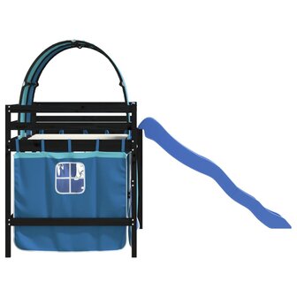Kinderhoogslaper met tunnel 90x190 cm massief grenenhout blauw 6