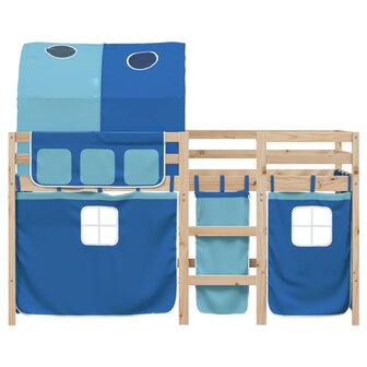 Kinderhoogslaper met tunnel 80x200 cm massief grenenhout blauw 4