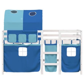 Kinderhoogslaper met tunnel 80x200 cm massief grenenhout blauw 4