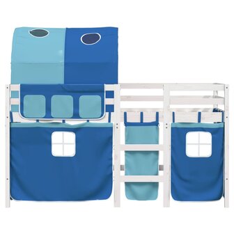 Kinderhoogslaper met tunnel 90x200 cm massief grenenhout blauw 4