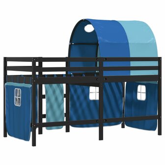 Kinderhoogslaper met tunnel 90x190 cm massief grenenhout blauw 6