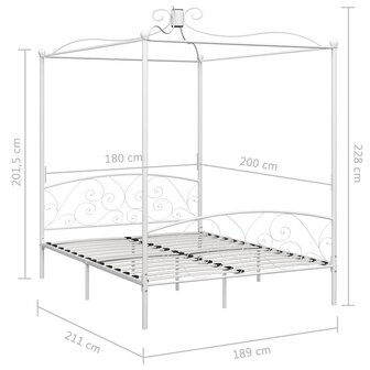 Hemelbedframe metaal wit 180x200 cm 6