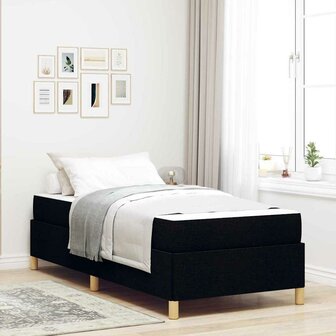 Boxspring bed Anders Zwart en Bruin en Wit 80 x 200 cm Stof 1