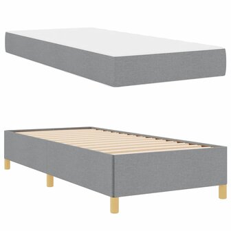 Boxspring bed Lichtgrijs en Wit en Lichtgrijs 90 x 190 cm Stof 6