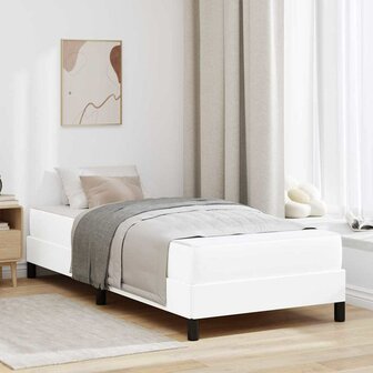 Bed met matras Zuiverwit 90 x 200 cm Kunstleer 1