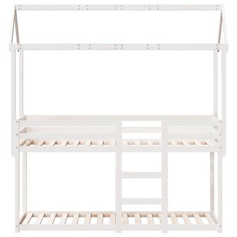 Stapelbed met bedhuis massief grenenhout wit 80x200 cm 4