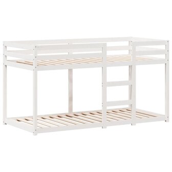 Stapelbed met bedhuis massief grenenhout wit 80x200 cm 5