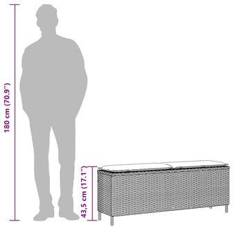 Tuinbank met kussen 110x30x40,5 cm poly rattan bruin 9
