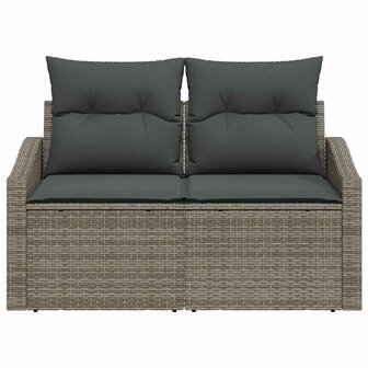2-Persoons Loungebank met Kussens - Grijs - Poly Rattan 3