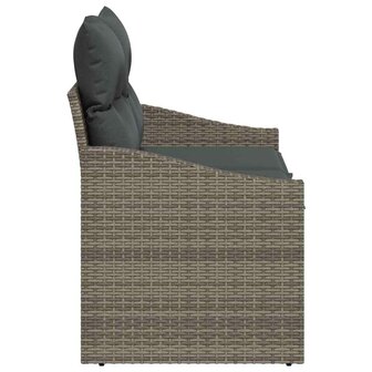 2-Persoons Loungebank met Kussens - Grijs - Poly Rattan 4