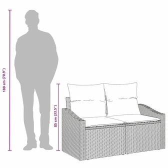 2-Persoons Loungebank met Kussens - Grijs - Poly Rattan 7
