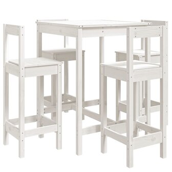 5-delige Barset massief grenenhout wit 2