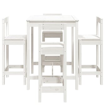 5-delige Barset massief grenenhout wit 5