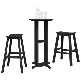 3-delige Tuinbarset HDPE zwart 3