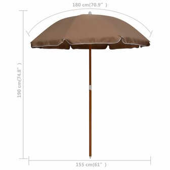 Parasol met stalen paal 180 cm taupe 5