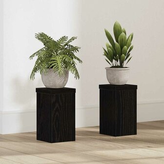 Plantenstandaarden 2 stuks Zwart Eiken 10x10x18 cm Geengineerd Hout 1