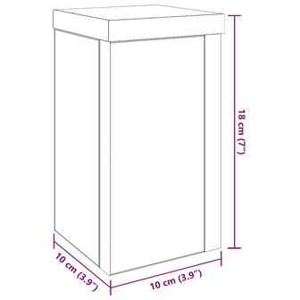Plantenstandaarden 2 stuks Zwart Eiken 10x10x18 cm Geengineerd Hout 8