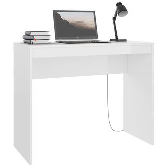 Bureau 90x40x72 cm bewerkt hout hoogglans wit 3