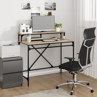 Bureau 100x50x90 cm bewerkt hout en ijzer sonoma eikenkleur 1