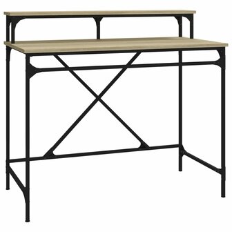 Bureau 100x50x90 cm bewerkt hout en ijzer sonoma eikenkleur 2