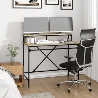 Bureau 100x50x90 cm bewerkt hout en ijzer sonoma eikenkleur 3