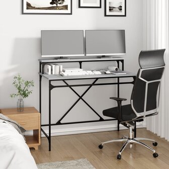 Bureau 100x50x90 cm bewerkt hout en ijzer grijs sonoma eiken 3