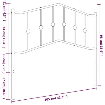 Hoofdbord 100 cm metaal wit 7