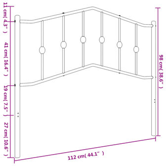 Hoofdbord 107 cm metaal wit 6
