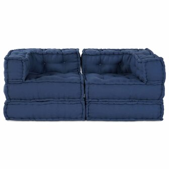 Poef 2 st modulair stof indigo 6