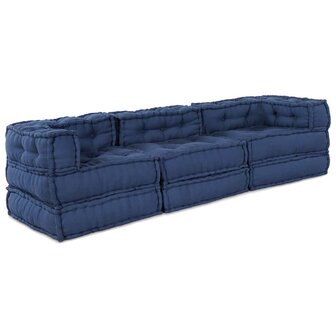 Poef 3 st modulair stof indigo 1